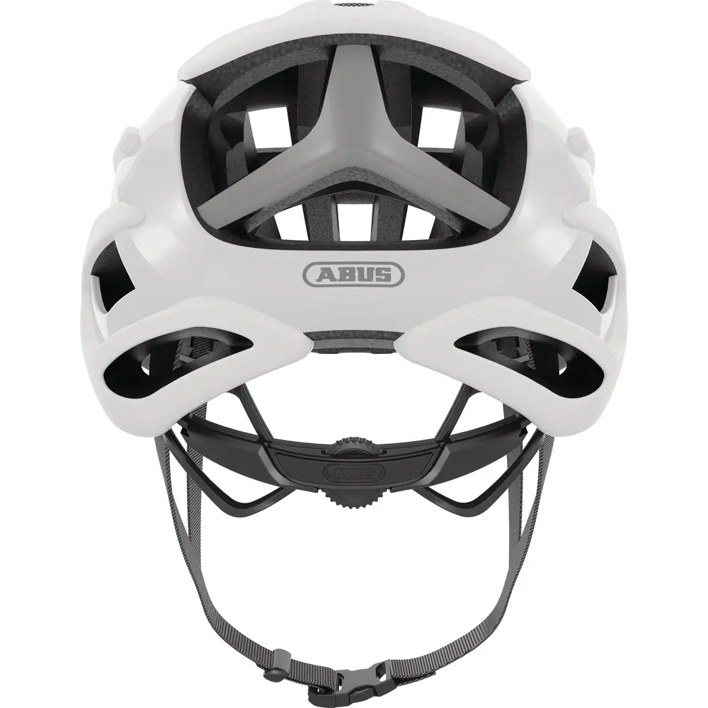 Casco ultraligero de ciclismo Abus Airbreaker blanco de perfil escalador