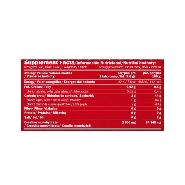 Creatina monohidrato masticable 60 tabletas de nutricion deportiva en Bikes Click