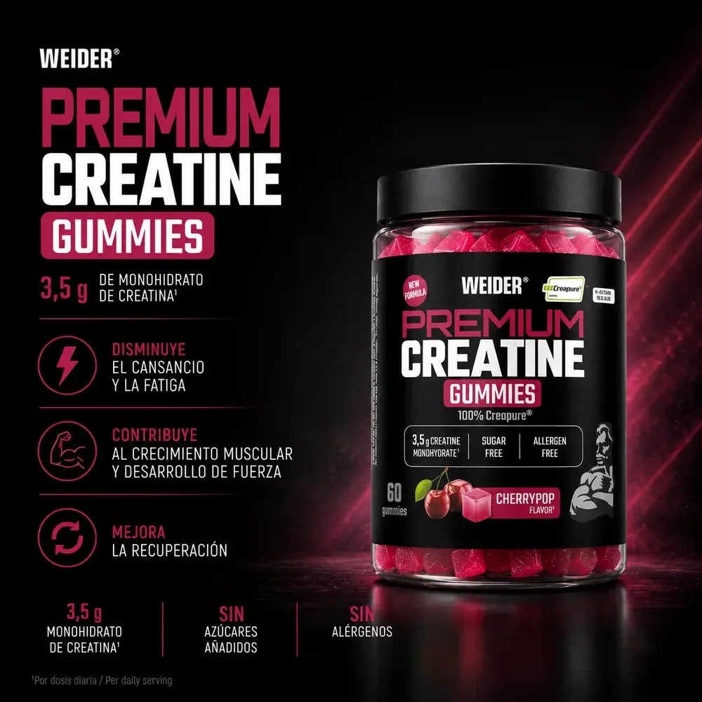 Creatina weider premium gominolas 60 unidades suplemento masticable en Bikes Click